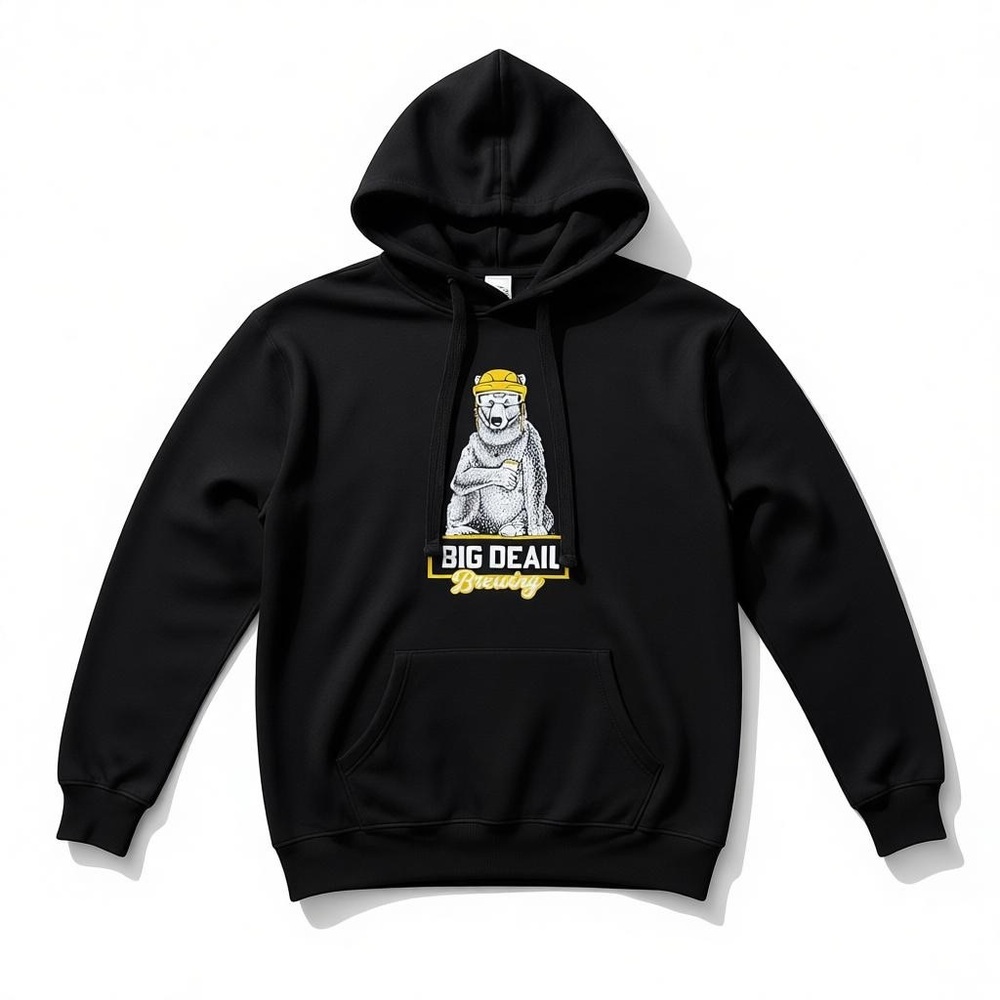 New Men’s Medium Big Deal Brewing Barstool Spirts Black Hoodie Sweatshirt
